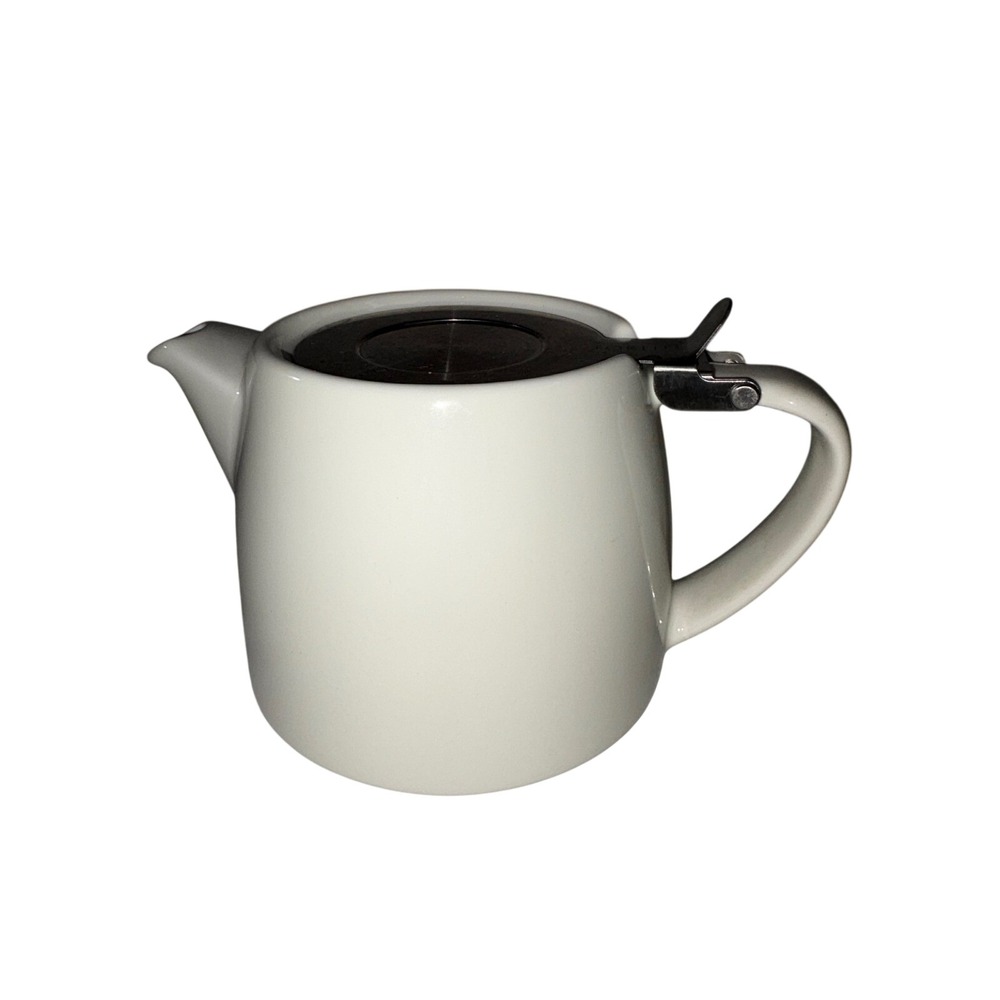 FORLIFE White Stump Teapot Ceramic with Stainless Steel Hinged Lid 18oz